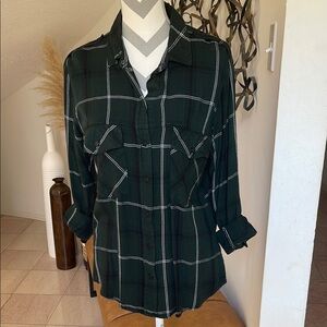 Sanctuary Women’s Green Plaid Button Down Shirt